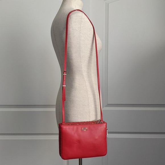 Zadig & Voltaire Red Leather Crossbody Shoulder Bag Multicolor Zipper NWT - Picture 16 of 16